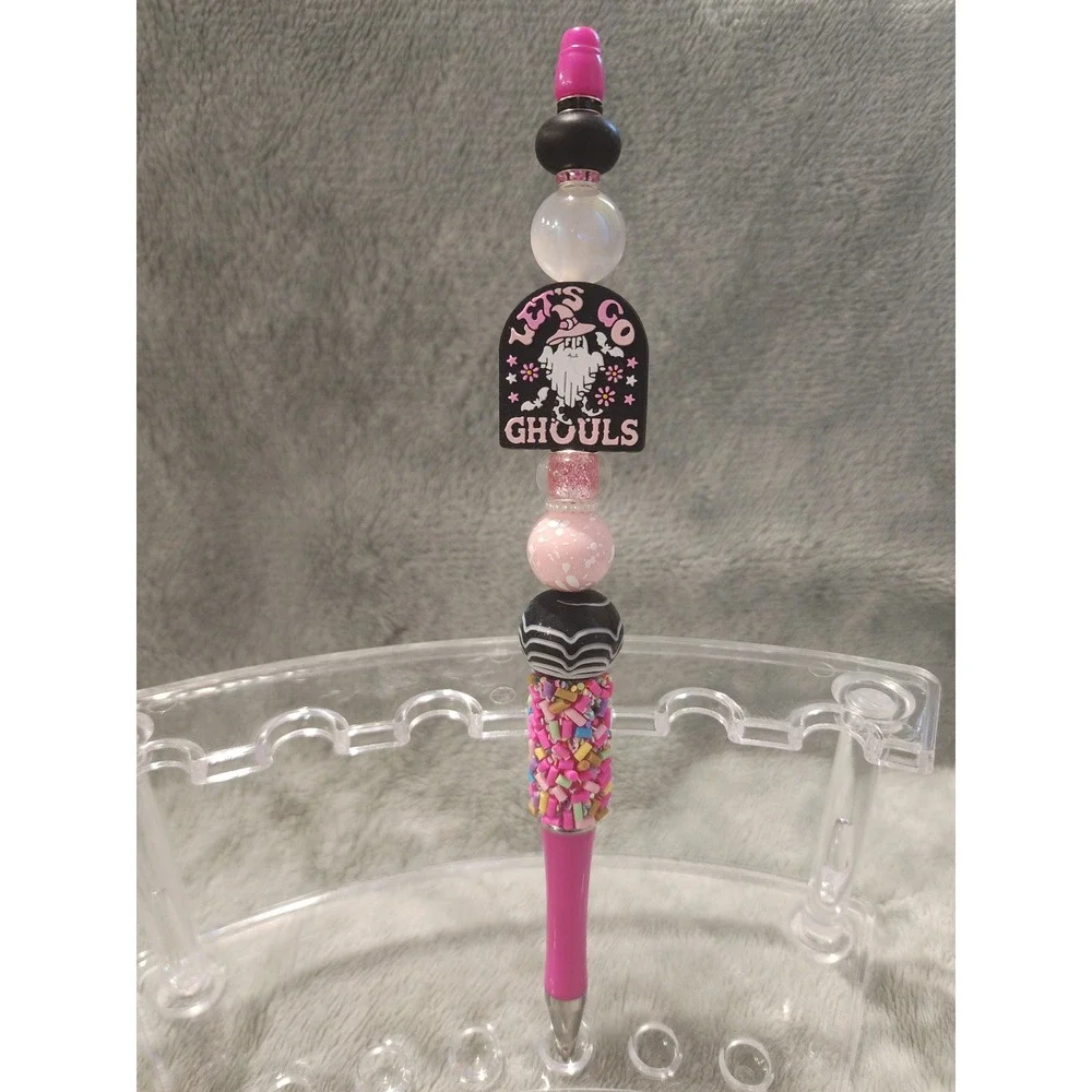 Halloween Beaded Pen Let's Go Ghouls Pink Sprinkle‎ Office Decor